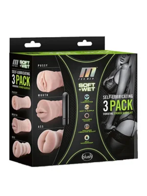 3-pack Vibrating Stroker Kit Masturbator paket