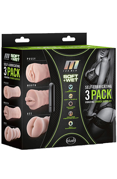 3-pack Vibrating Stroker Kit Masturbator paket
