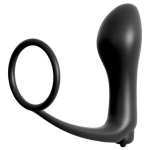 Anal Fantasy Ass-Gasm Penisring med Vibrerande Analplugg 11 cm - Black