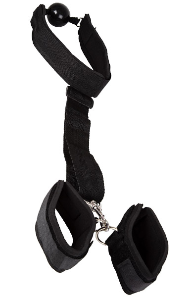 Ball Gag With Wrist Restraints Black
