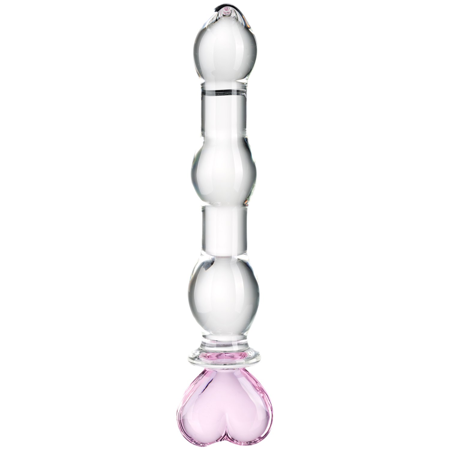 Baseks Heart Beaded Glasdildo 21,5 cm - Clear