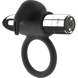 Black - Burton Penisring med bulletvibrator - Svart/Silver