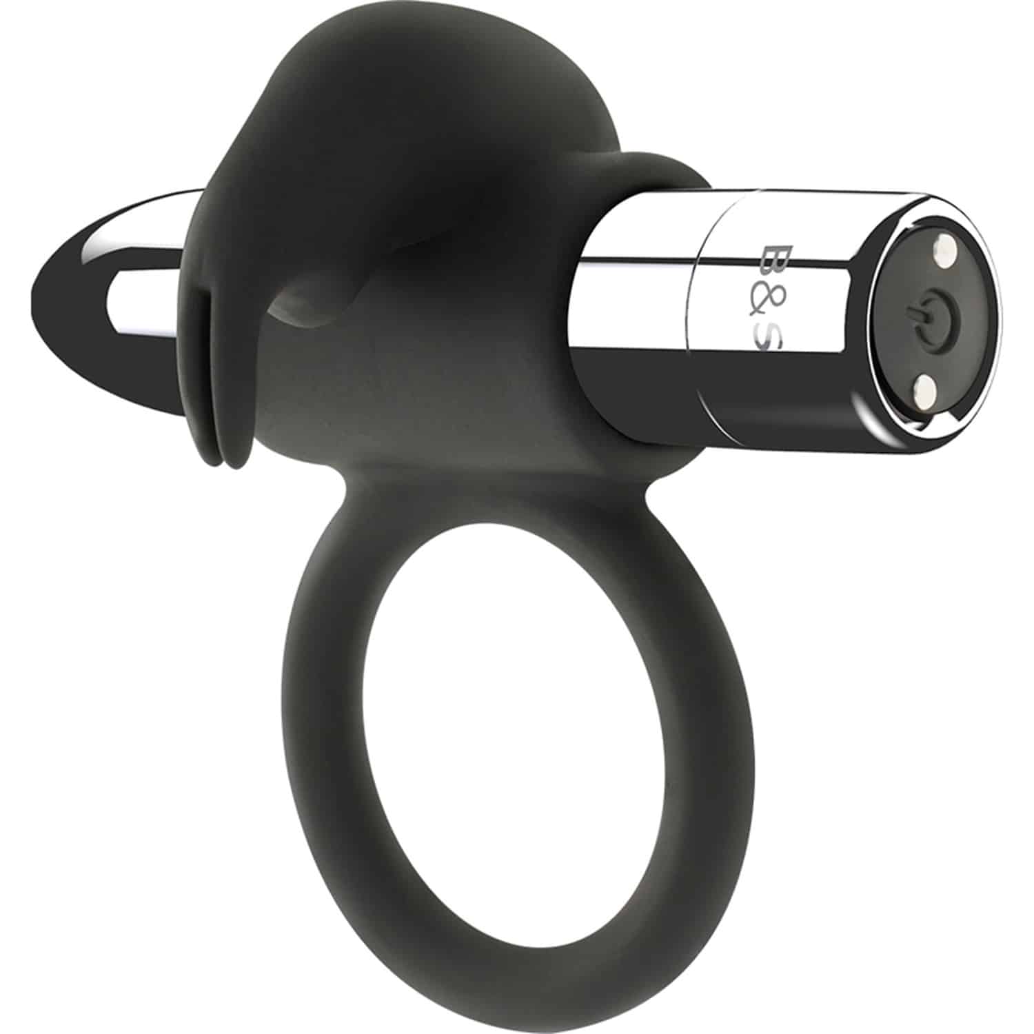 Black - Burton Penisring med bulletvibrator - Svart/Silver