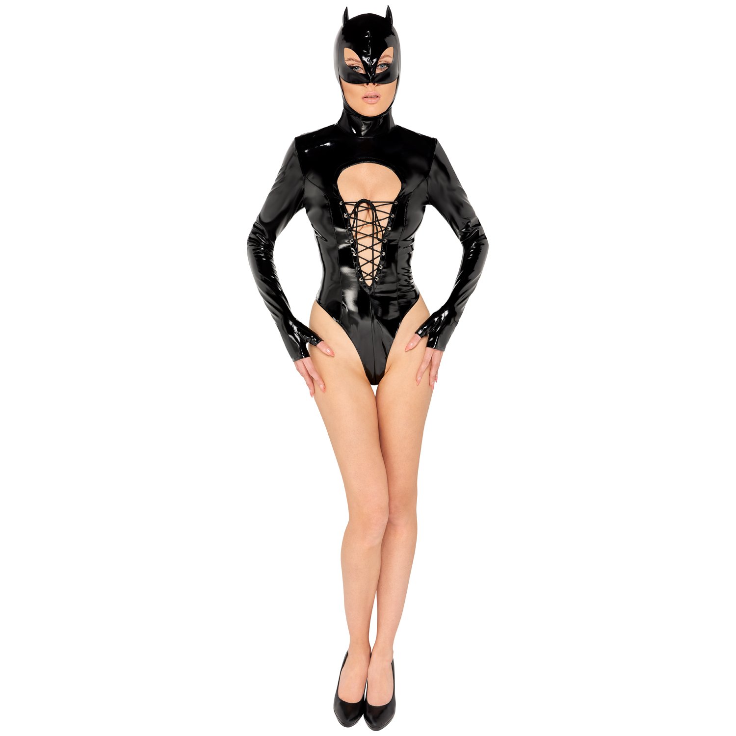 Black Level Vinyl Body Catsuit - Svart - M