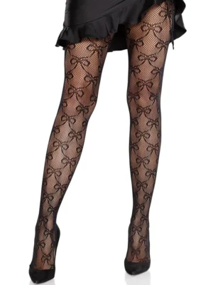 Bow Net Tights Black O/S Strumpbyxor