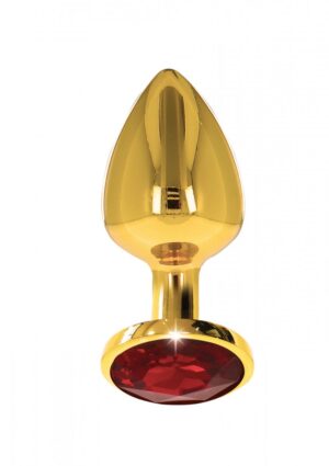Buttplug Guld Röd Kristall - Medium