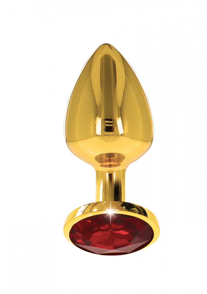 Buttplug Guld Röd Kristall - Medium