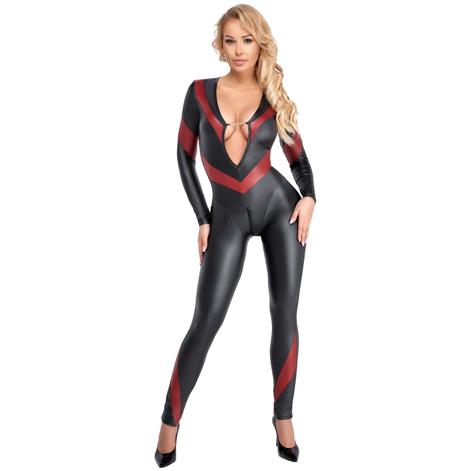 Cottelli Party Svart och Röd Catsuit - BlackRed - S