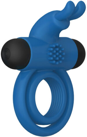Double Rings Rabbit Clit Rechargeable Cock Ring Penisring med vibrator