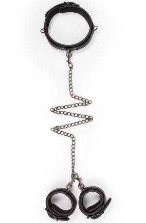 Easytoys Leather Collar With Handcuffs Handbojor & halsband
