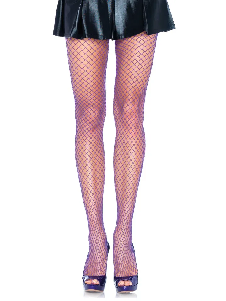 Elastane Industrial Fishnet Pantyhose Purple O/S Fishnet Strumpbyxa