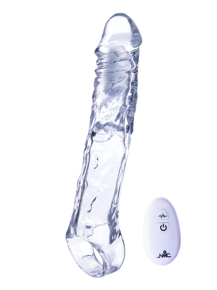 Ice Crystals Length Enhancer With Bullet Penisförlängare/Sleeve med vibrator