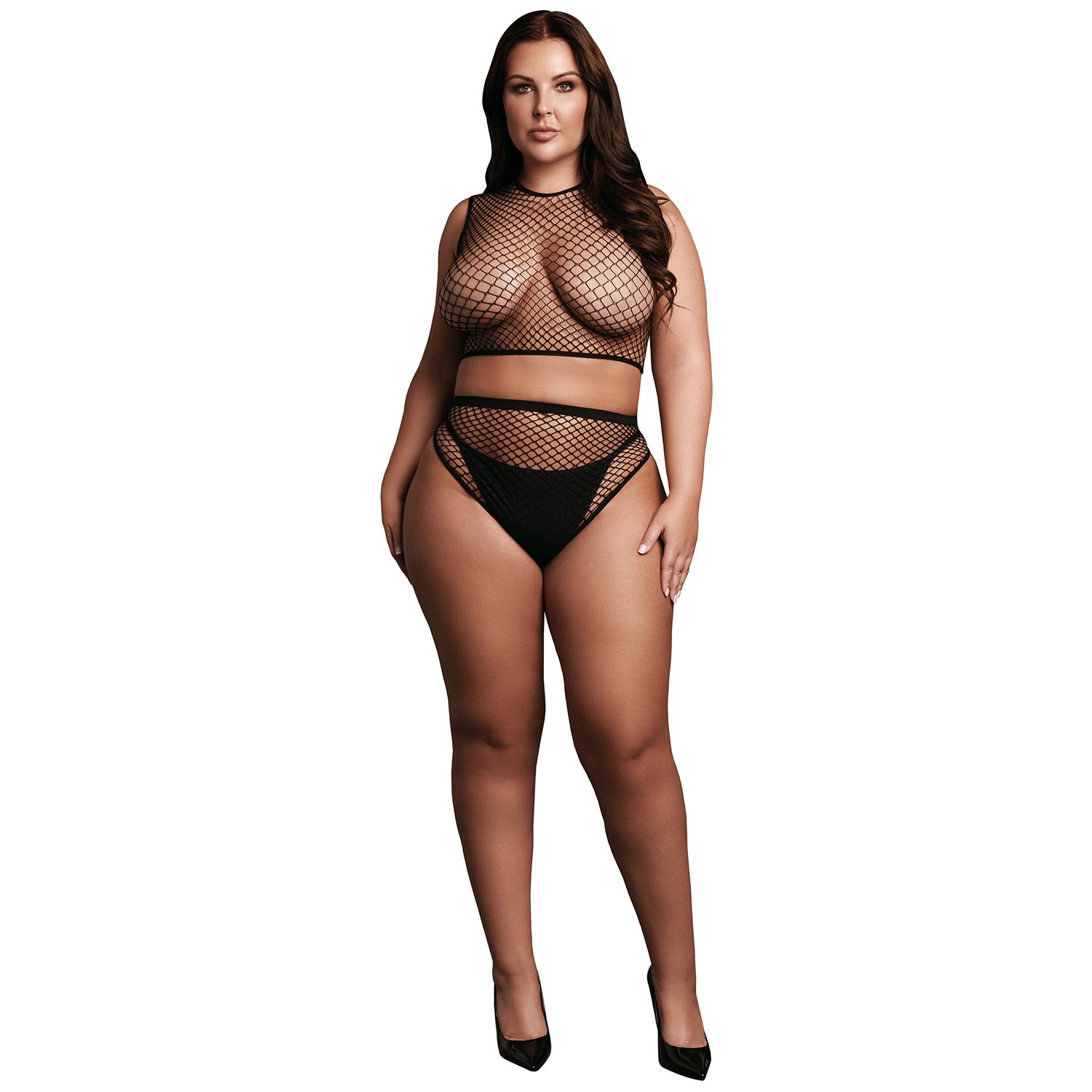 Le Désir Fishnet Set Plus Size - Black - Plus size
