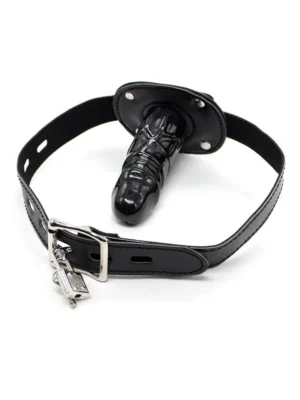 Locking Long Penis Gag 10 cm Gagball med dildo