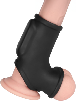 LoveToy: Vibrating Knights Ring Sleeve, Silk, svart