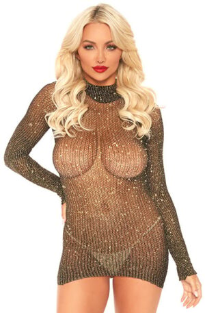 Lurex Sleeved Fishnet Dress