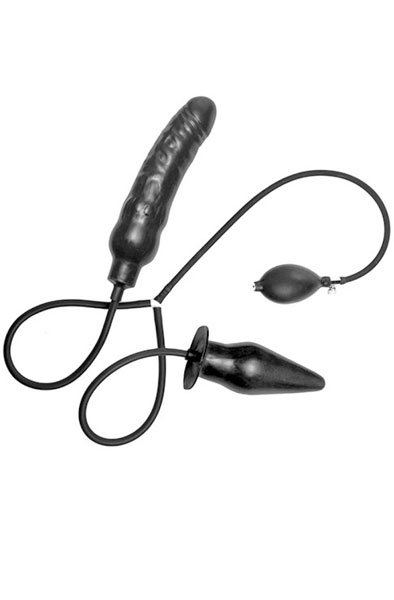 Master Series Double Inflatable Dildo & Anal Plug Uppblåsbar dildo och analplugg
