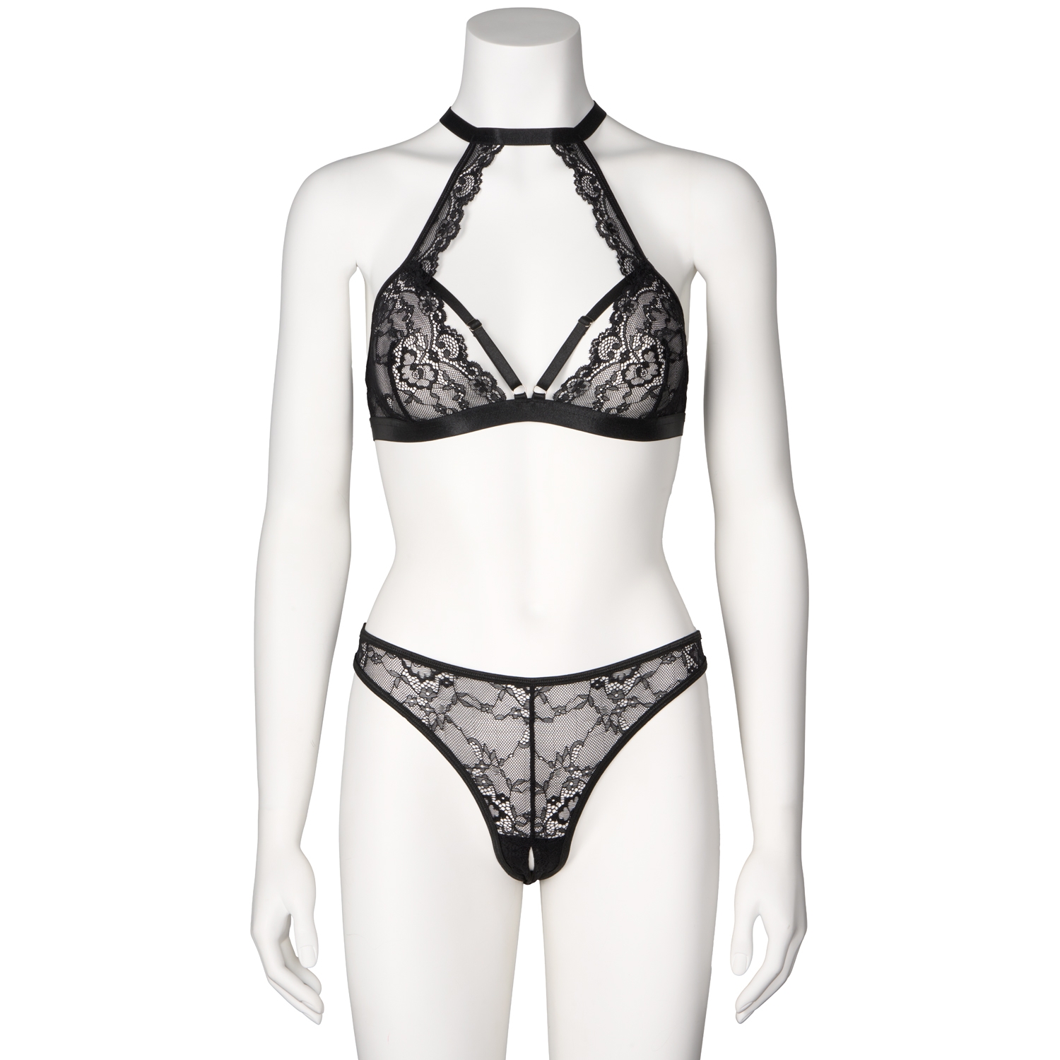 NORTIE Moments Elin Halterneck-set med Grenlös Trosa - Svart - One Size