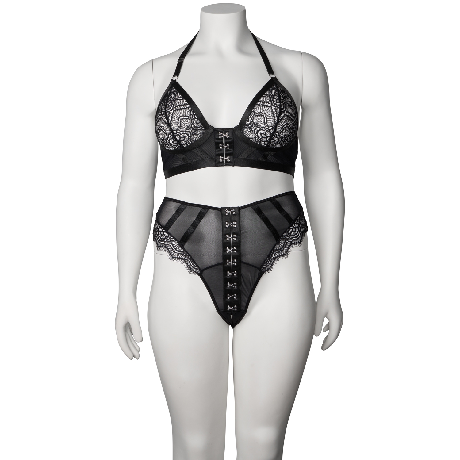 NORTIE Moments Thalia Set med BH och Grenlös Trosa - Svart - Plus size