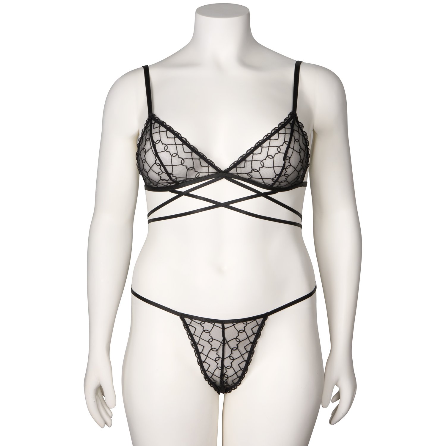 NORTIE Petra BH- och stringset - Svart - Plus size