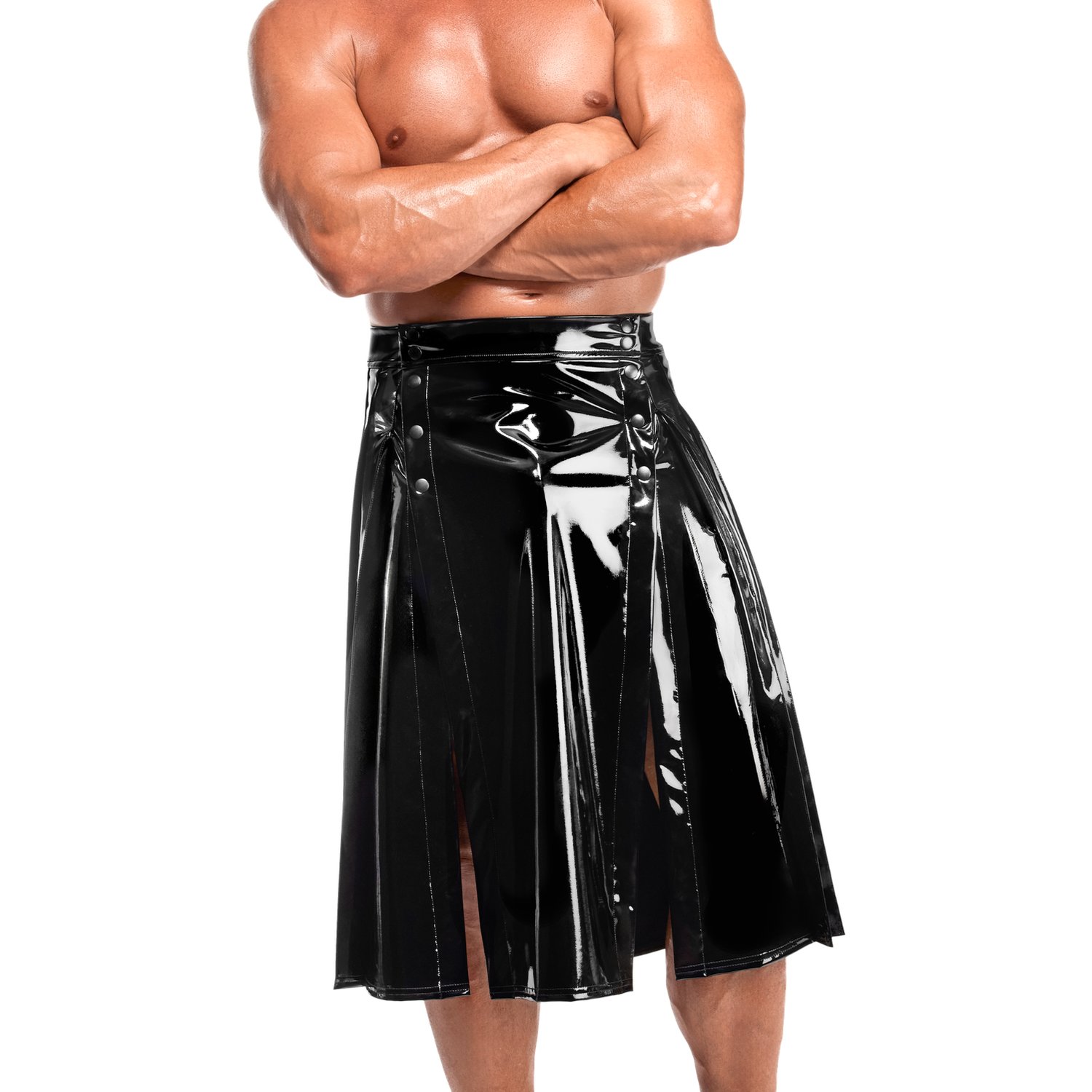 Noir Handmade H091 Empire PVC-kjol med wetlook - Svart - L