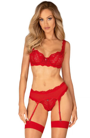 Obsessive Amor Cherris 3-pcs Set Red L/XL BH & BH-set