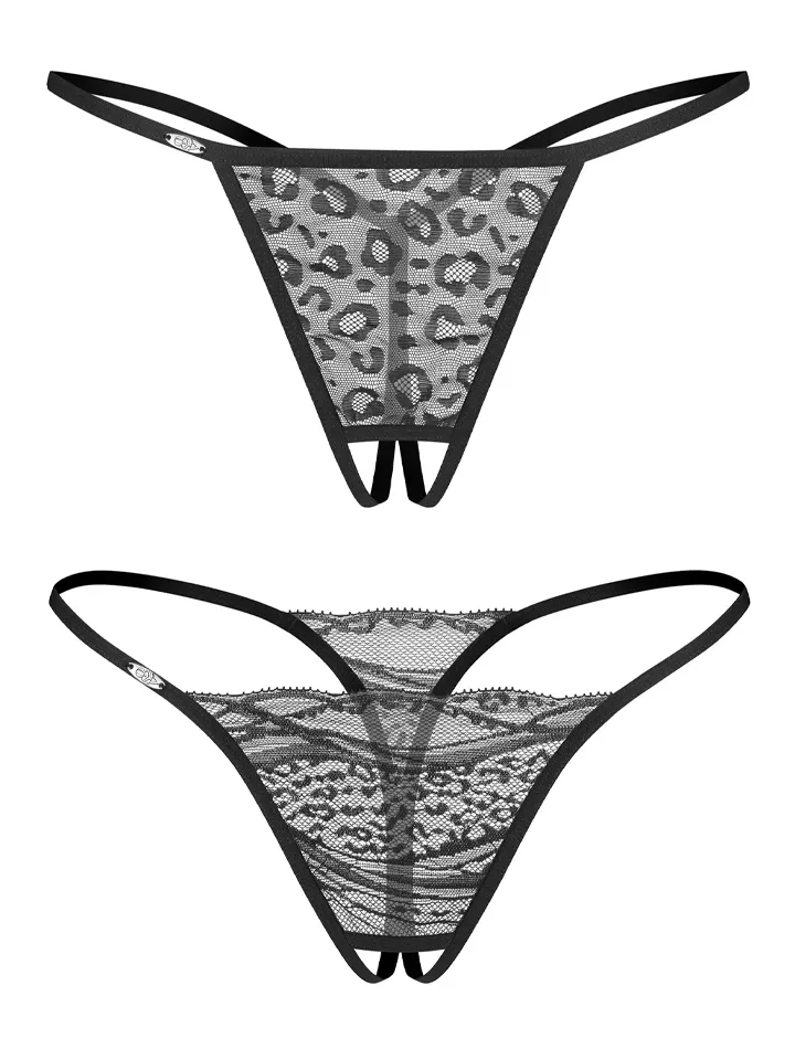 Obsessive Bianca Crotchless Thong 2-pack S/M Trosa med öppen gren