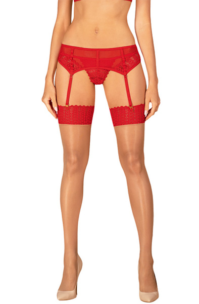 Obsessive Ingridia Stockings Red M/L Strumpbyxor