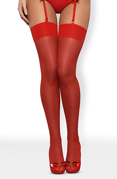 Obsessive S800 Stockings Red L/XL Röda Stay ups