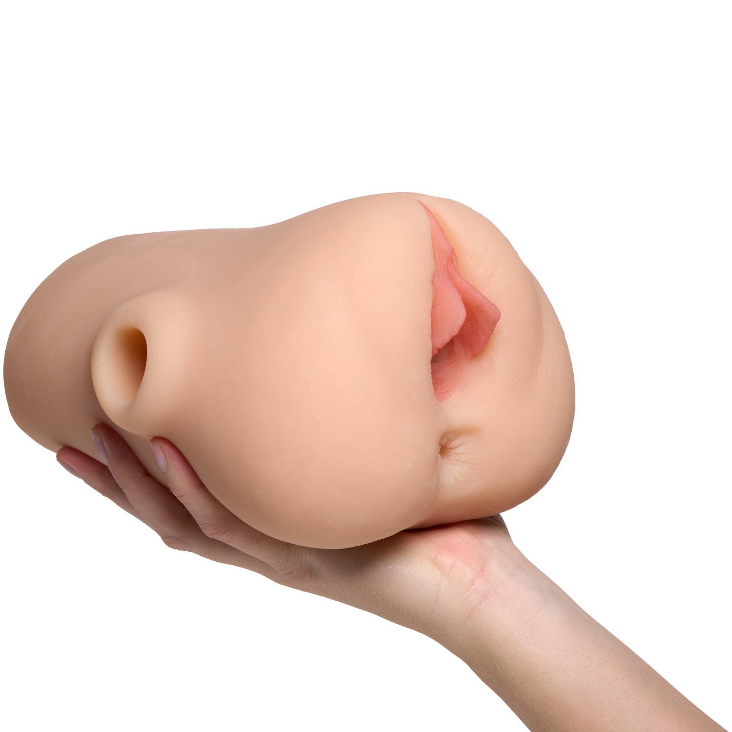 PDX Plus Double Pounder Vibrating Squeeze Stroker - Nude