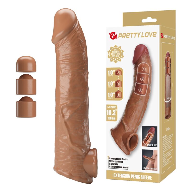 PRETTY LOVE – JUSTERBAR PENISFÖRLÄNGARE BRUN 26 CM