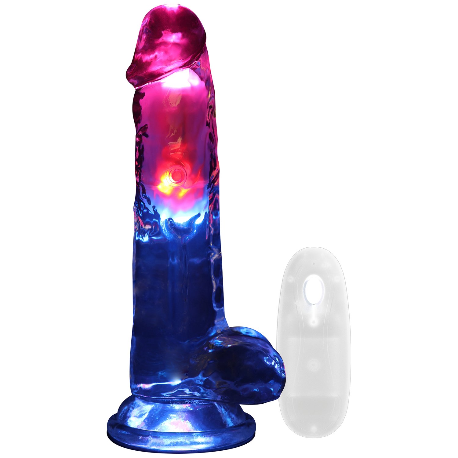 RealRock Fjärrstyrd LED-dildovibrator med kulor 22,5 cm - Klar