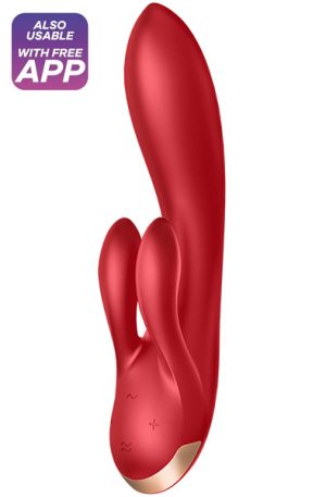 Satisfyer Double Flex Red Appstyrd rabbitvibrator