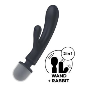 Satisfyer - Triple Lover Rabbitvibrator & Massagestav - Grå