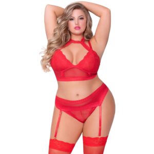 Seven 'til Midnight Seven ‘til Midnight Halterneck BH-Set Plus Size Röd - Röd - XL/2XL