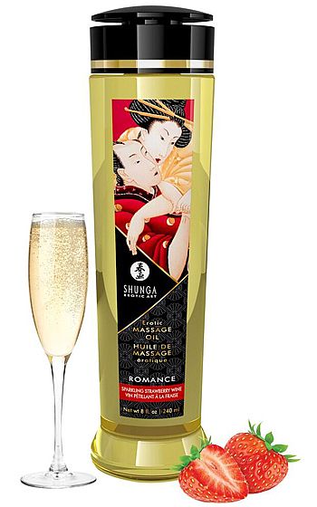 Shunga Erotisk Massageolja 240 ml Jordgubb Champagne