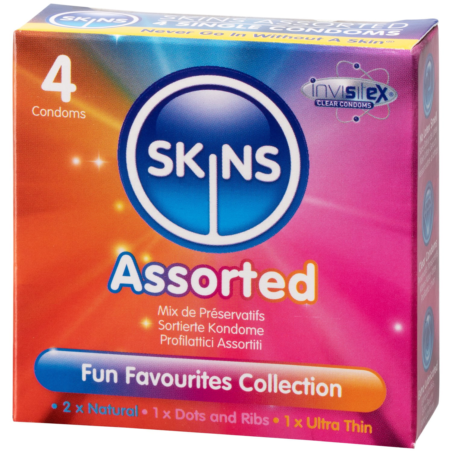 Skins Olika Kondomer 4 st - Svart