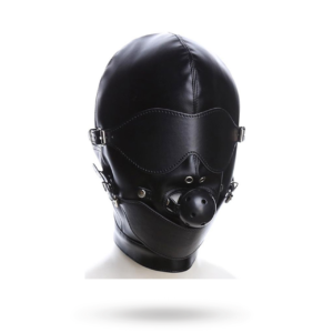 Slave Hood With Eye Mask & Breathable Gag Ball
