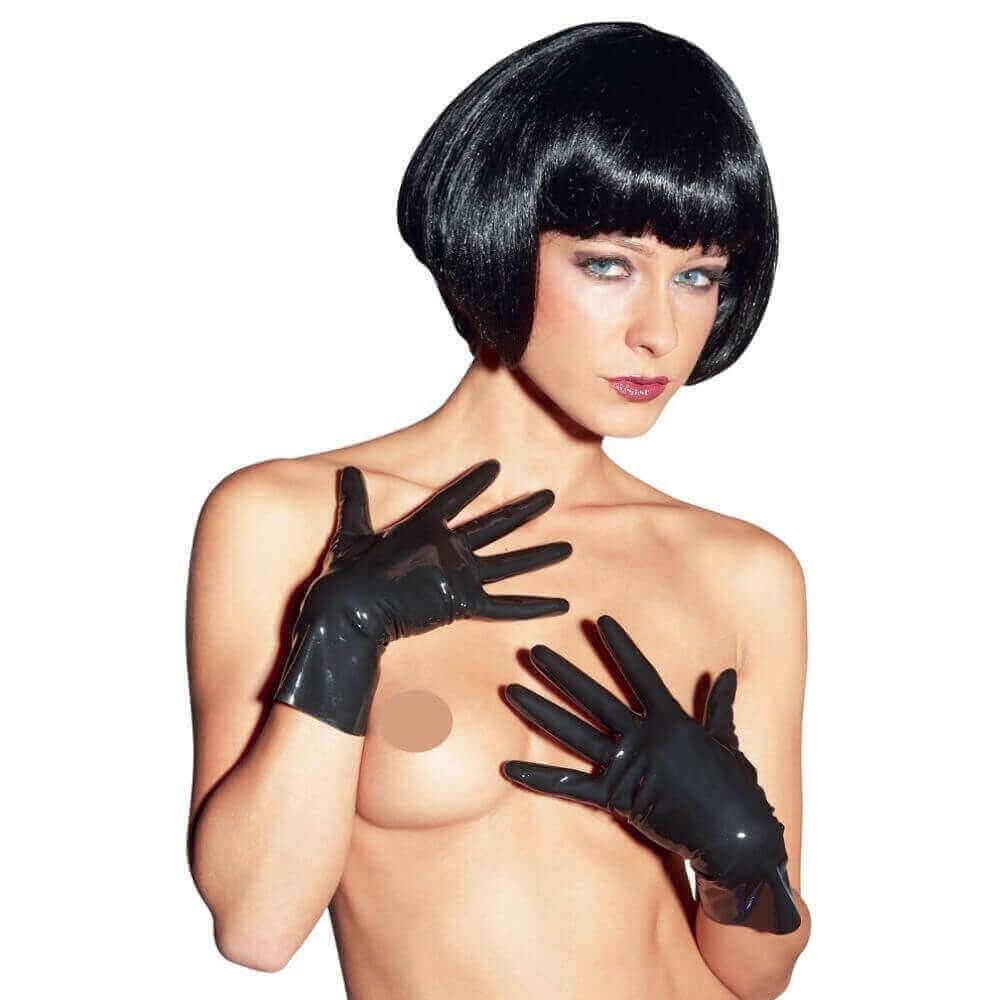 Sorte Latex Handskar Korta - XL