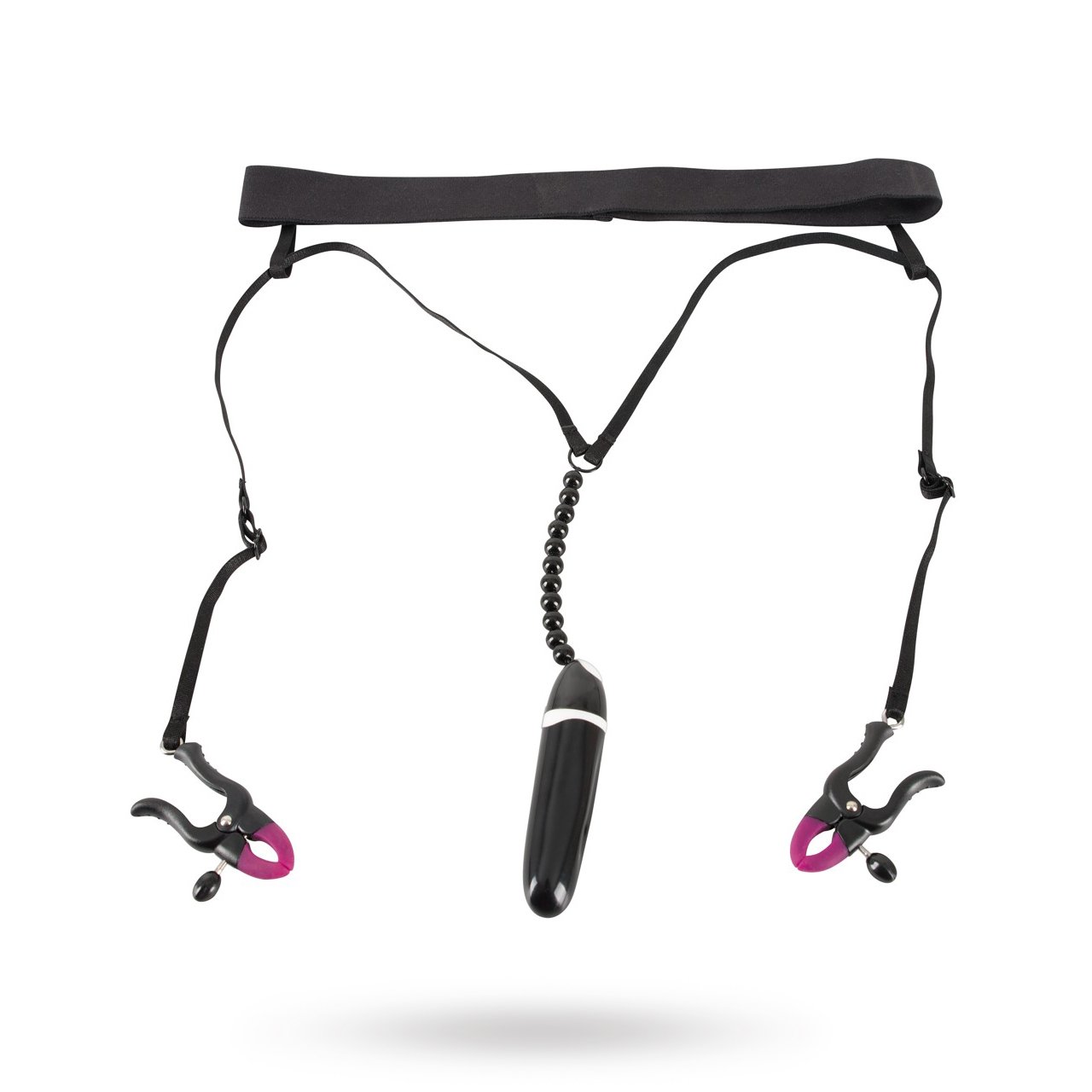 Stringtrosa Med Vibrator och Blygdläppsklämmor