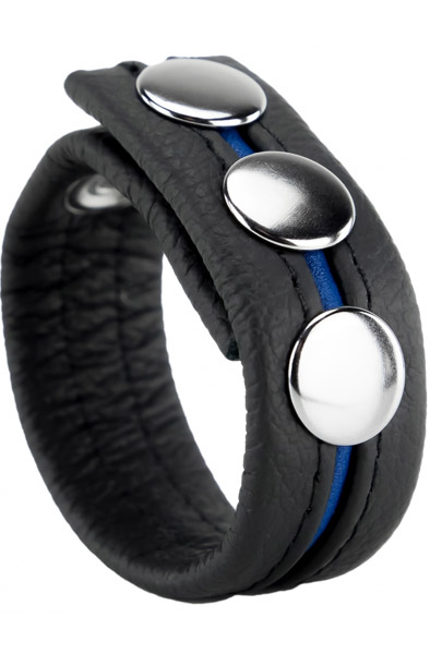 The Red Cockring En Cuir Black/Blue Penisring