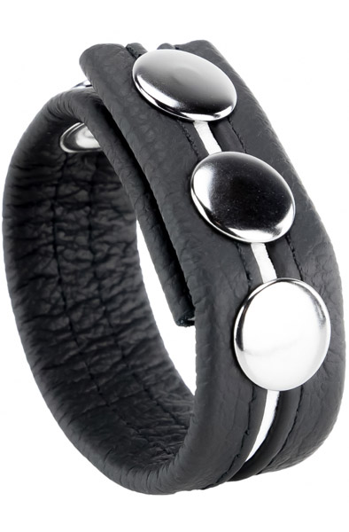 The Red Cockring En Cuir Black/White Penisring