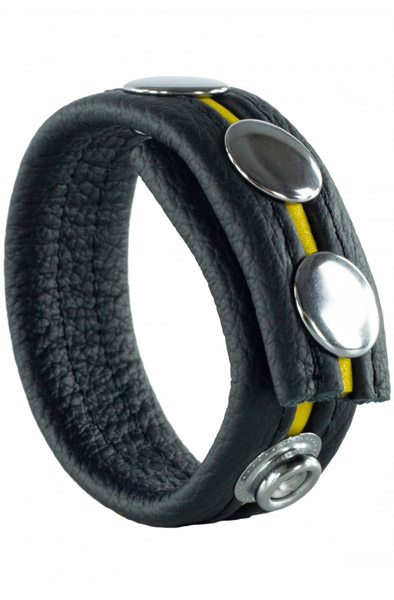 The Red Cockring En Cuir Black/Yellow Penisring